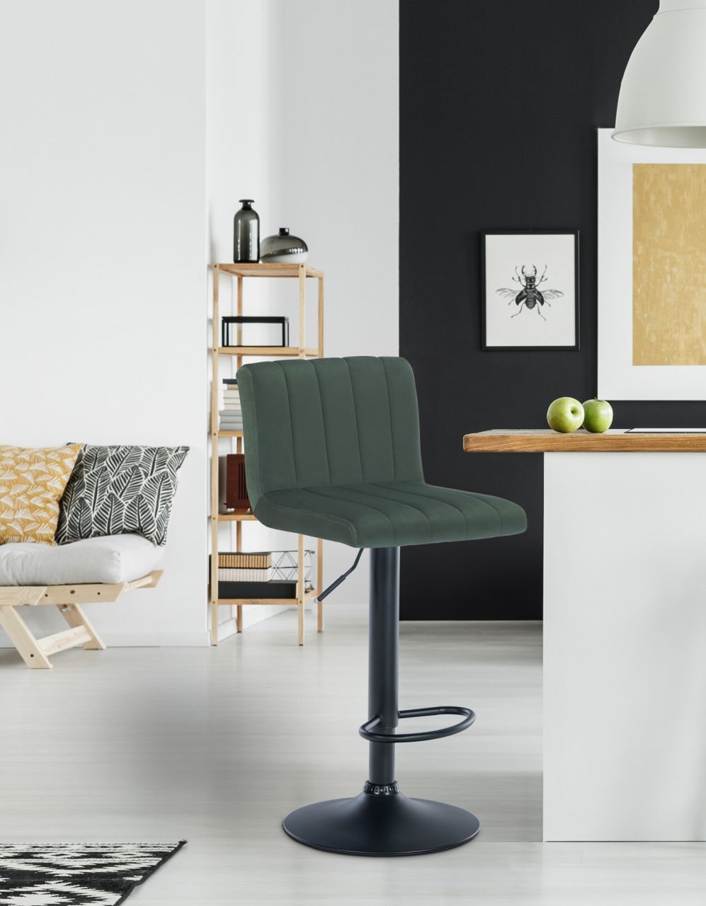 2er Set Barhocker Jamie Samt grün 1 2er Set Barhocker Jamie Samt grün