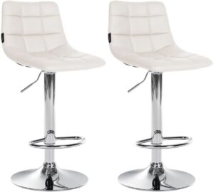 2er Set Barhocker Jerry Kunstleder chrom weiss