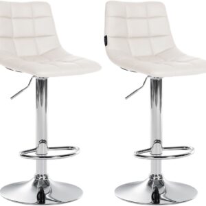 2er Set Barhocker Jerry Kunstleder chrom weiß