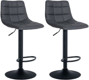 2er Set Barhocker Jerry Kunstleder schwarz grau