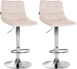 2er Set Barhocker Jerry Samt chrom beige