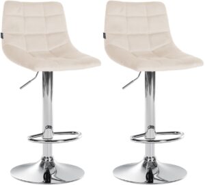 2er Set Barhocker Jerry Samt chrom creme