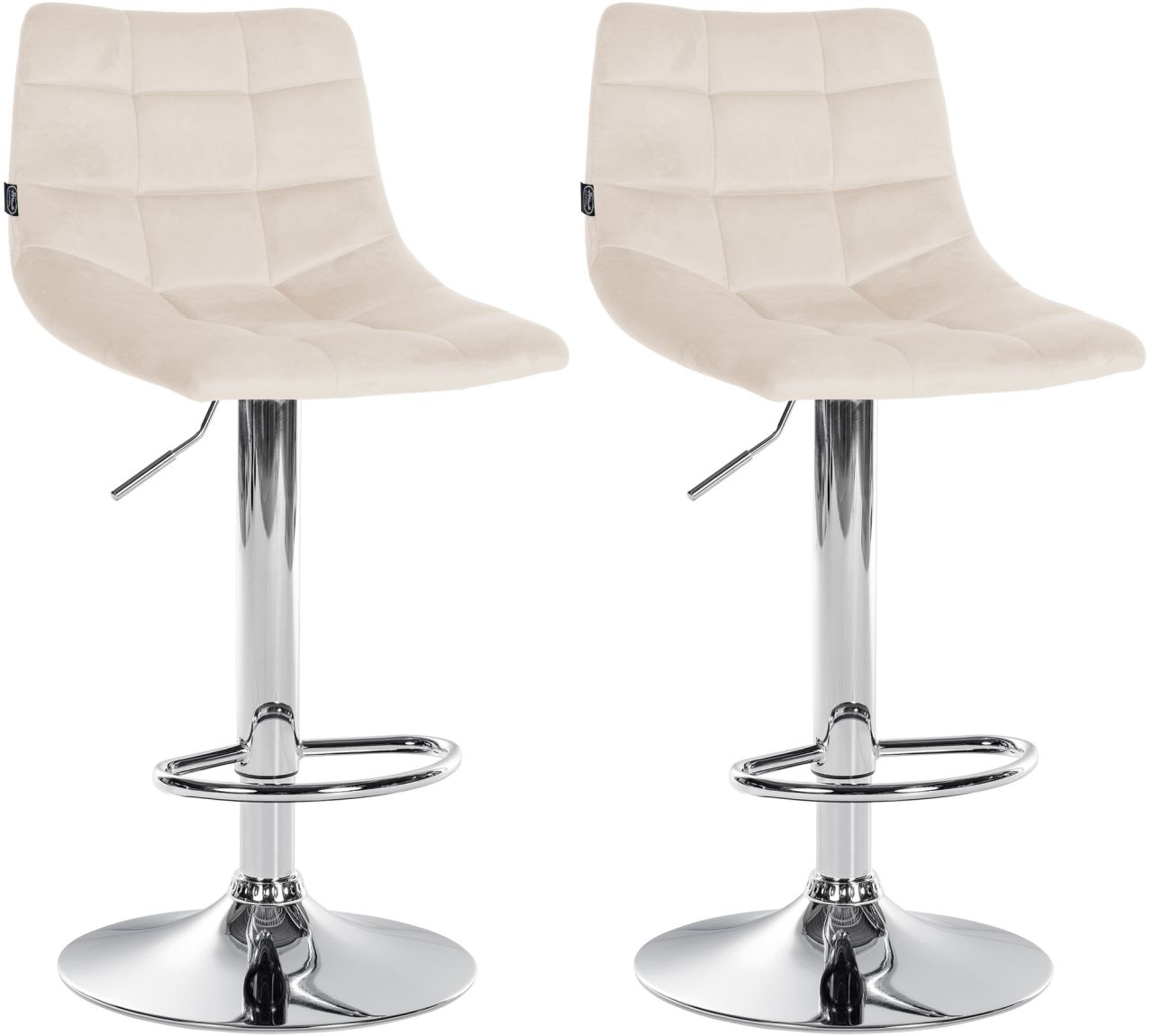 2er Set Barhocker Jerry Samt chrom creme 1 2er Set Barhocker Jerry Samt chrom creme