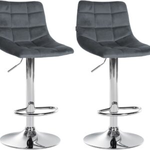 2er Set Barhocker Jerry Samt chrom dunkelgrau