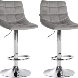 2er Set Barhocker Jerry Samt chrom grau