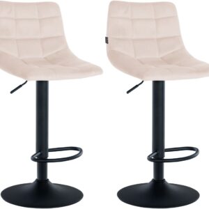 2er Set Barhocker Jerry Samt schwarz beige