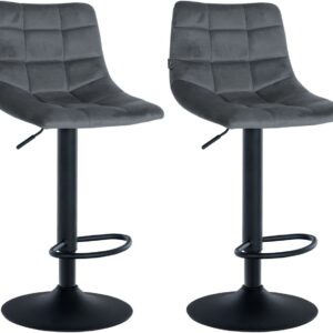2er Set Barhocker Jerry Samt schwarz dunkelgrau