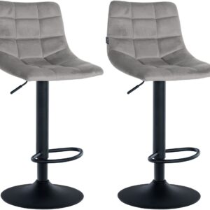 2er Set Barhocker Jerry Samt schwarz grau