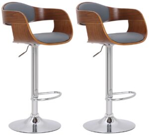 2er Set Barhocker Kingston C Kunstleder walnussgrau