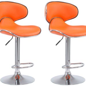 2er Set Barhocker Las Vegas V2 Kunstleder chrom orange