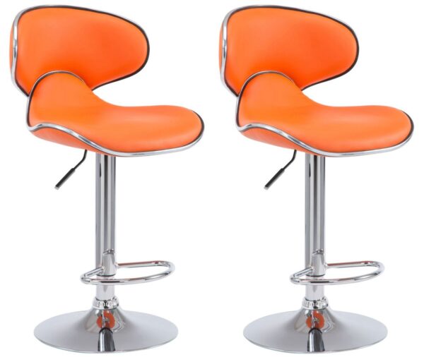 2er Set Barhocker Las Vegas V2 Kunstleder chrom orange