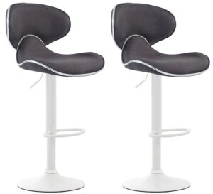 2er Set Barhocker Las Vegas V2 Stoff weiss dunkelgrau