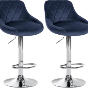 2er Set Barhocker Lazio Samt chrom blau