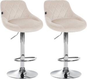 2er Set Barhocker Lazio Samt chrom creme