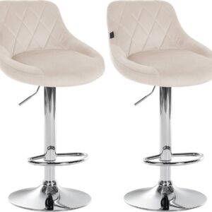 2er Set Barhocker Lazio Samt chrom creme