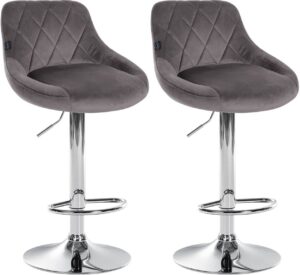 2er Set Barhocker Lazio Samt chrom grau