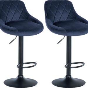 2er Set Barhocker Lazio Samt schwarz blau