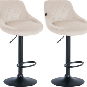 2er Set Barhocker Lazio Samt schwarz creme
