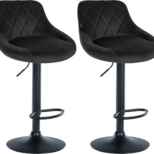 2er Set Barhocker Lazio Samt schwarz schwarz
