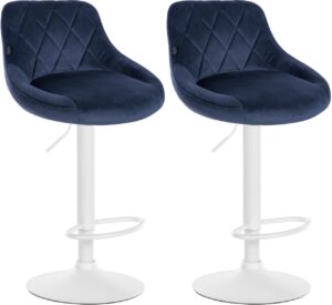 2er Set Barhocker Lazio Samt weiss blau