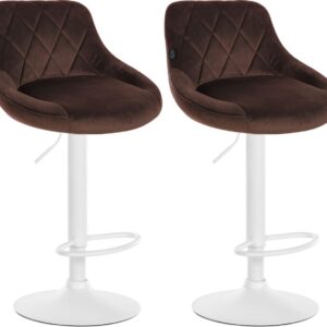 2er Set Barhocker Lazio Samt weiß braun
