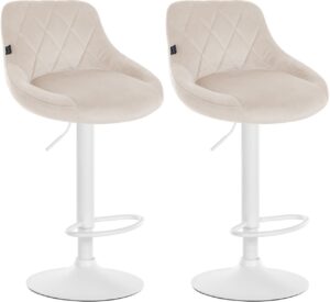 2er Set Barhocker Lazio Samt weiss creme