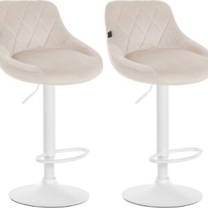 2er Set Barhocker Lazio Samt weiß creme