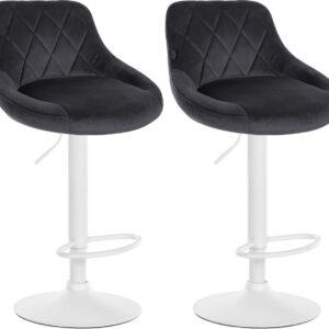 2er Set Barhocker Lazio Samt weiß dunkelgrau