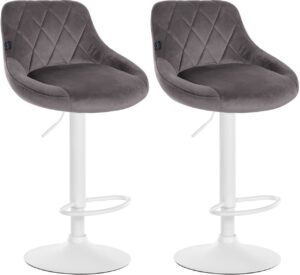 2er Set Barhocker Lazio Samt weiss grau