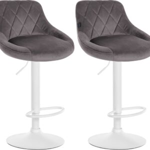 2er Set Barhocker Lazio Samt weiß grau