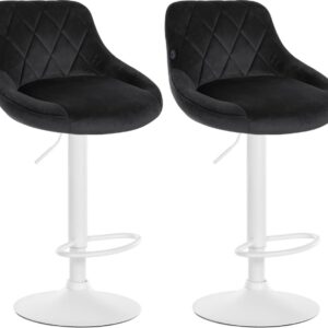 2er Set Barhocker Lazio Samt weiß schwarz