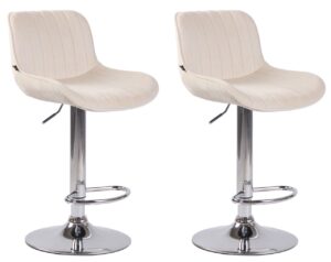 2er Set Barhocker Lentini Samt chrom creme