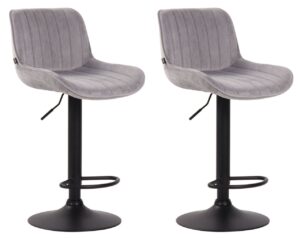 2er Set Barhocker Lentini Samt schwarz grau