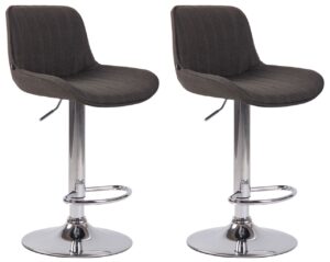 2er Set Barhocker Lentini Stoff chrom dunkelgrau