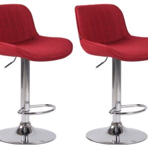 2er Set Barhocker Lentini Stoff chrom rot