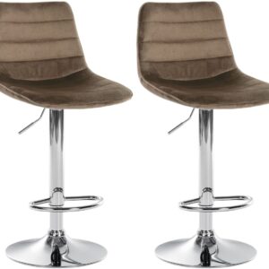 2er Set Barhocker Lex Samt Chrom braun