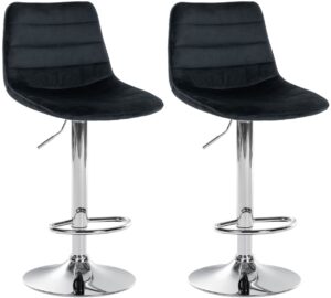 2er Set Barhocker Lex Samt Chrom schwarz