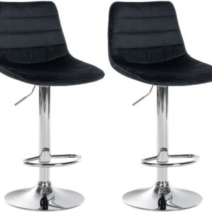2er Set Barhocker Lex Samt Chrom schwarz