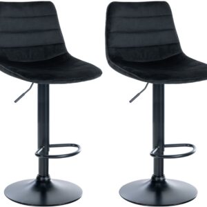 2er Set Barhocker Lex Samt Schwarz schwarz