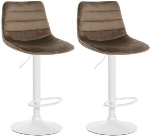 2er Set Barhocker Lex Samt Weiss braun
