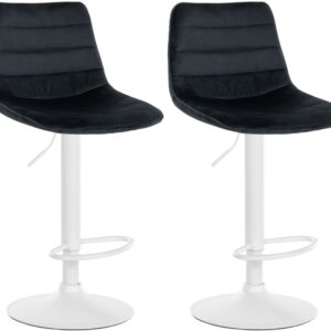 2er Set Barhocker Lex Samt Weiß schwarz