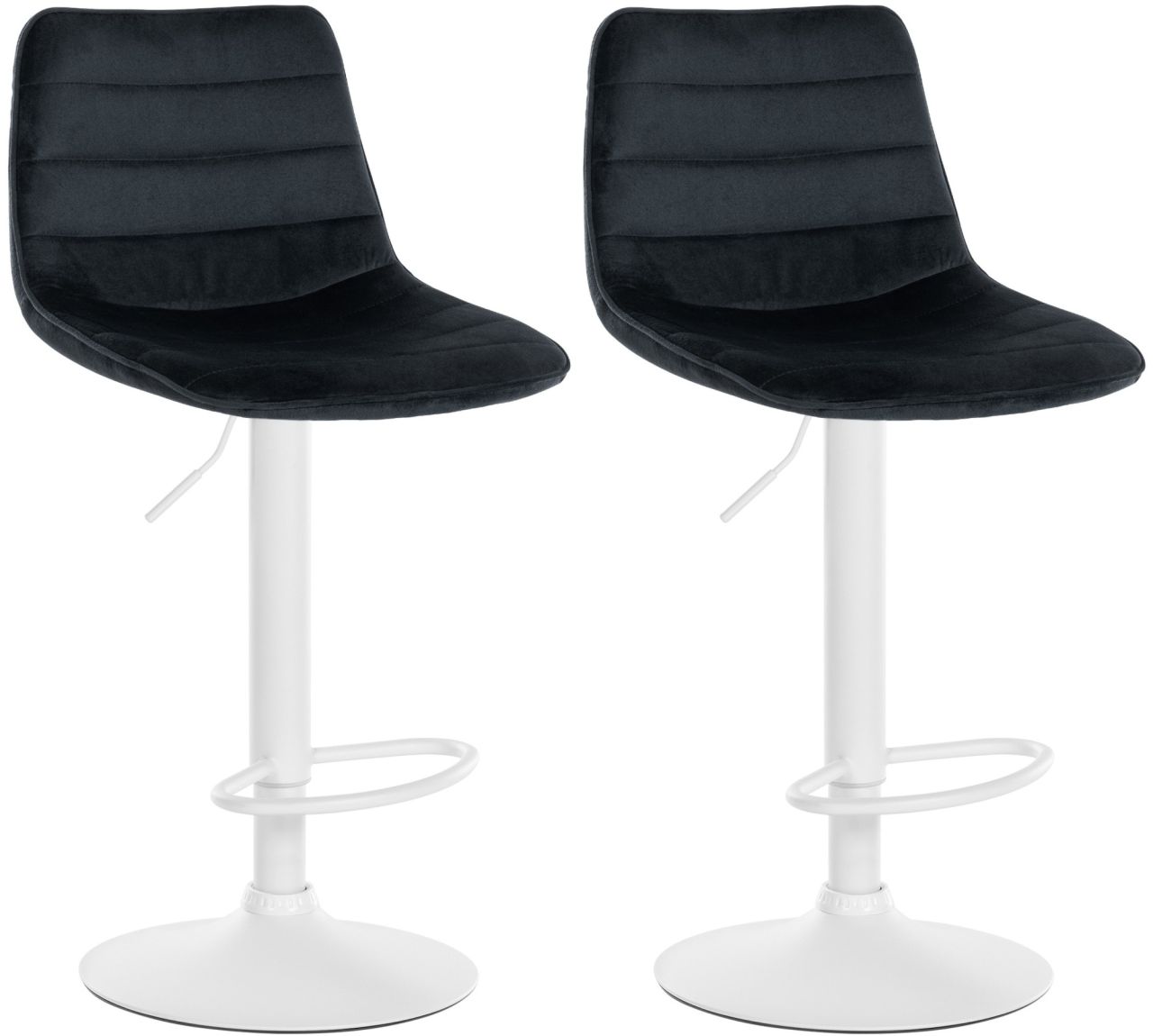 2er Set Barhocker Lex Samt Weiß schwarz 1 2er Set Barhocker Lex Samt Weiß schwarz