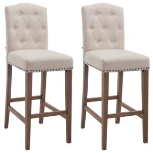 2er Set Barhocker Louise Stoff antik-hell creme