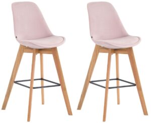 2er Set Barhocker Metz Samt natura pink