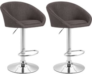 2er Set Barhocker Miami V2 Stoff chrom dunkelgrau