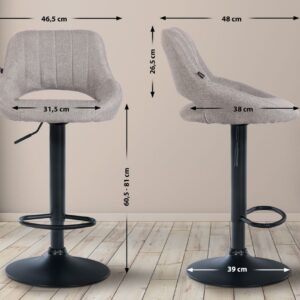 2er Set Barhocker Milet Stoff B grau