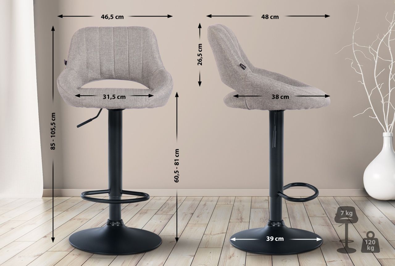 2er Set Barhocker Milet Stoff B grau 1 2er Set Barhocker Milet Stoff B grau