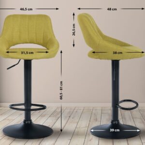 2er Set Barhocker Milet Stoff B grün