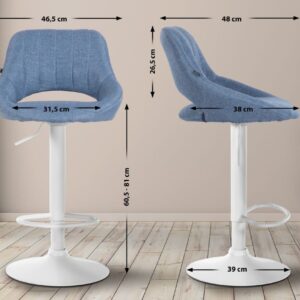 2er Set Barhocker Milet Stoff W blau
