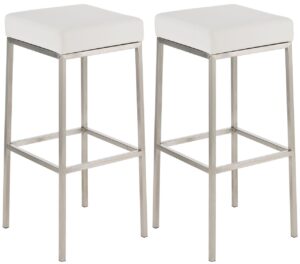 2er Set Barhocker Montreal 85 Kunstleder edelstahl weiss